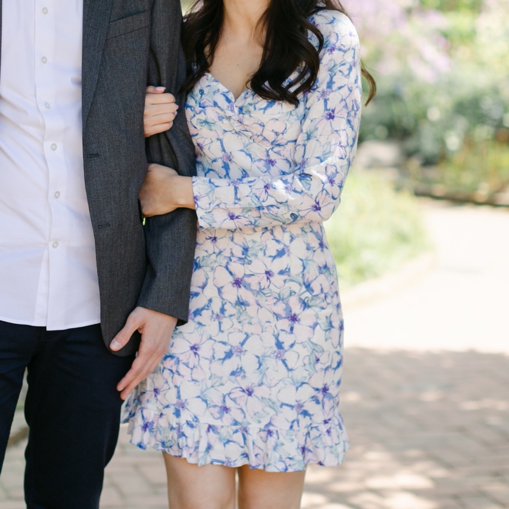 Long sleeve pastel floral dress